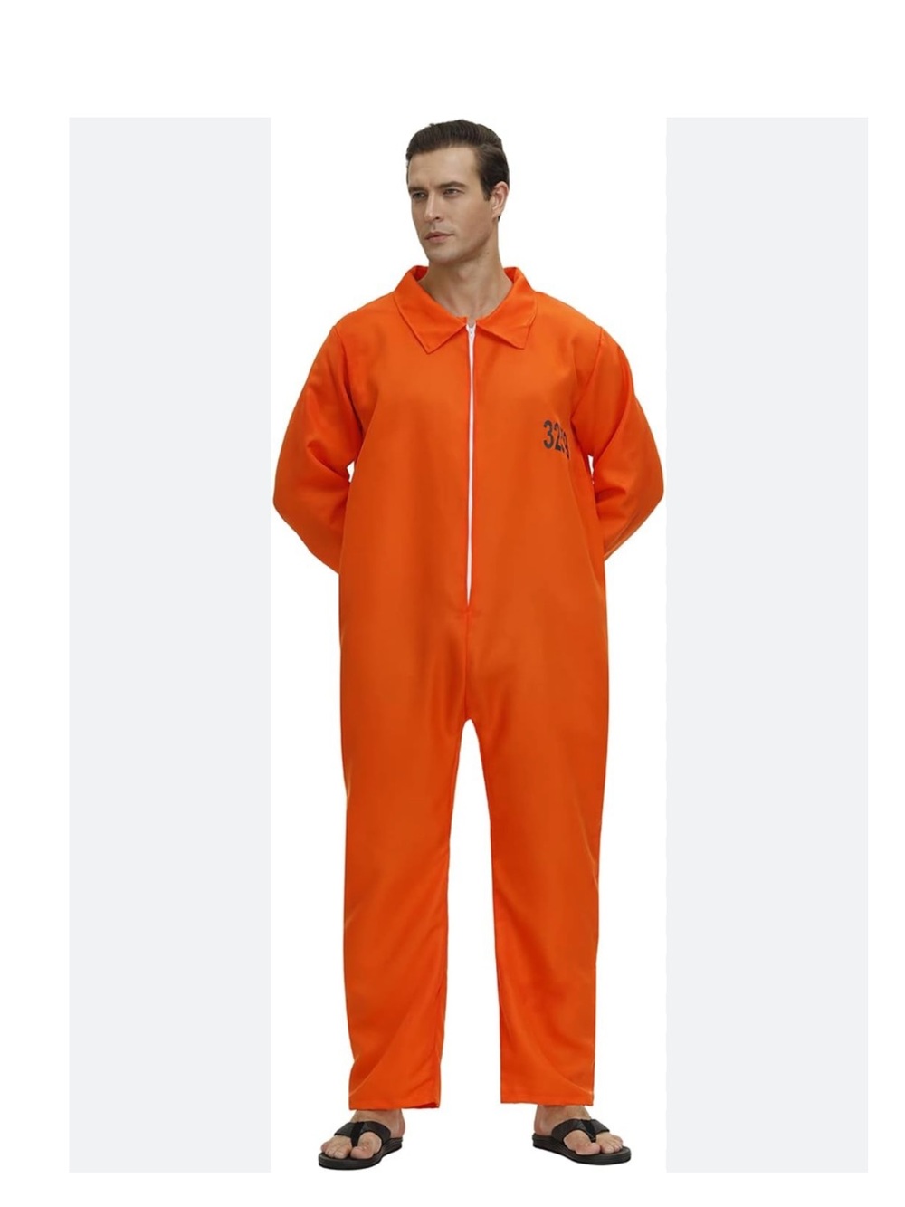 Prisoner inmate Costume Orange Prison Jumpsuit Adult Halloween Costume-XS